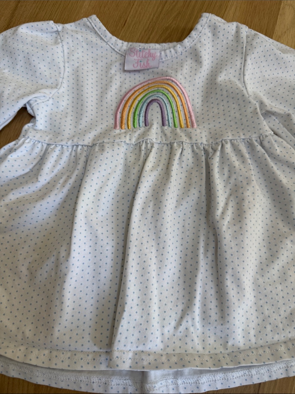 Girls White Rainbow Tunic & Light Blue Leggings Matching Set - Picture 3 of 6